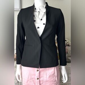 Ann Taylor Petite Single Hidden Button Blazer Back Vent in Black Color Size 00P